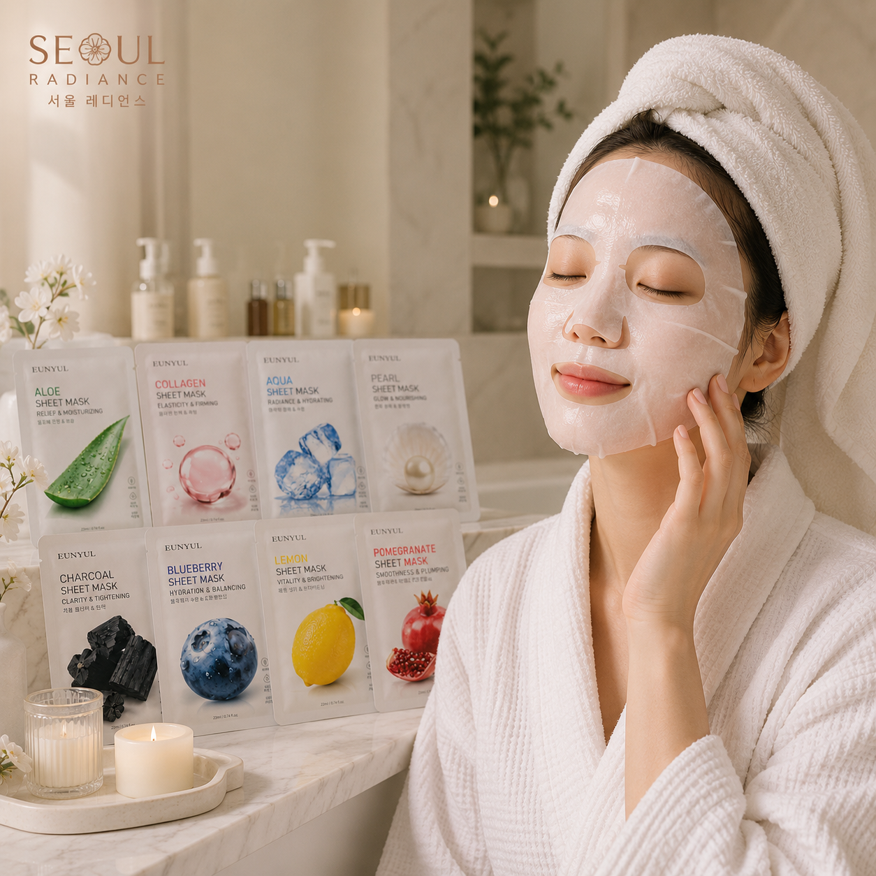 Eunyul Korean Pack of 8 Facial Skin Mask Sheets