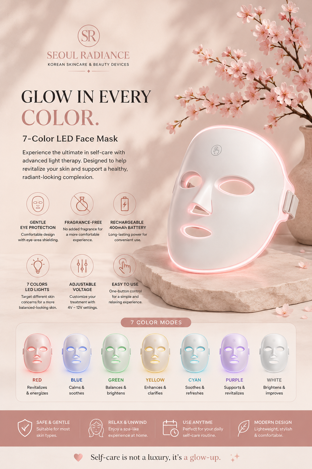 SUNPINT Portable 7-Color LED Face Mask