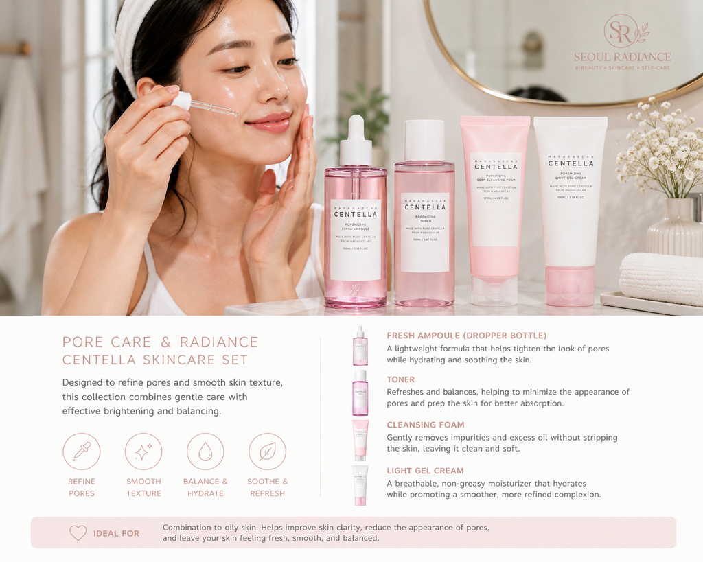 Madagascar Centella Pore Refining Skincare Set (4-Piece)